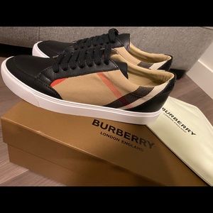 Authentic Burberry House Check Leather Sneakers